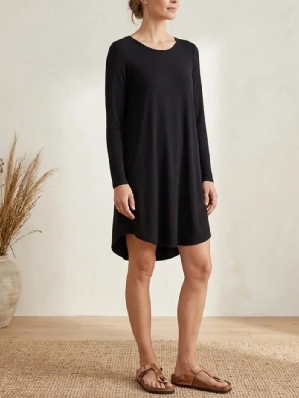 Eileen Fisher long sleeve tunic/mini dress black women's size S